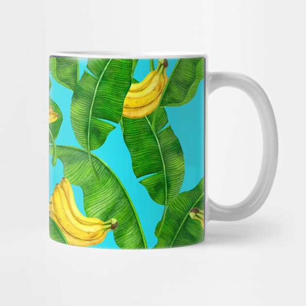 Bananas and leaves watercolor design by katerinamk